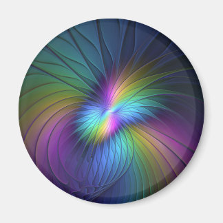 Colourful With Blue Modern Abstract Fractal Art Magnet