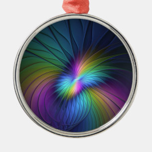 Colourful With Blue Modern Abstract Fractal Art Metal Tree Decoration