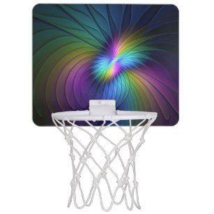 Colourful With Blue Modern Abstract Fractal Art Mini Basketball Hoop