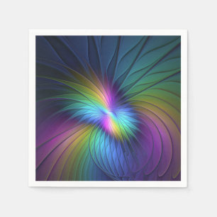 Colourful With Blue Modern Abstract Fractal Art Napkin