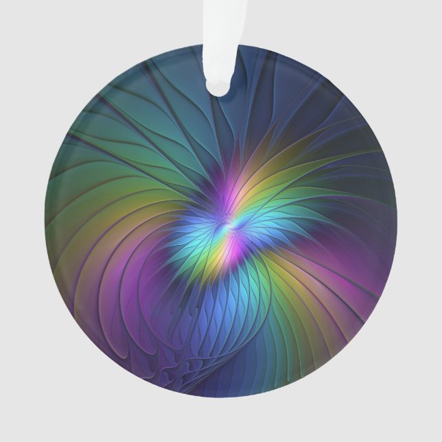 Colourful With Blue Modern Abstract Fractal Art Ornament (Front)