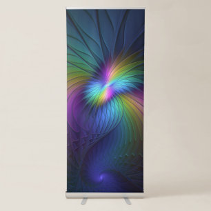 Colourful With Blue Modern Abstract Fractal Art Retractable Banner