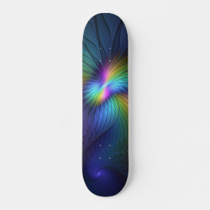 Colourful With Blue Modern Abstract Fractal Art Skateboard