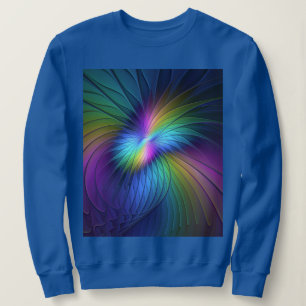 Colourful With Blue Modern Abstract Fractal Art Sweatshirt