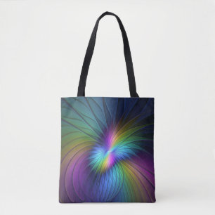 Colourful With Blue Modern Abstract Fractal Art Tote Bag
