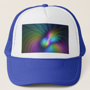 Colourful With Blue Modern Abstract Fractal Art Trucker Hat