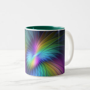 Colourful With Blue Modern Abstract Fractal Art Two-Tone Coffee Mug