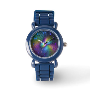 Colourful With Blue Modern Abstract Fractal Art Watch