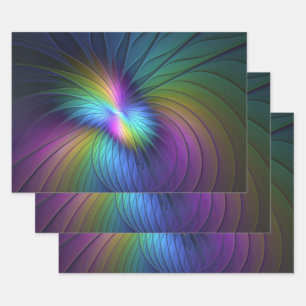 Colourful With Blue Modern Abstract Fractal Art Wrapping Paper Sheet
