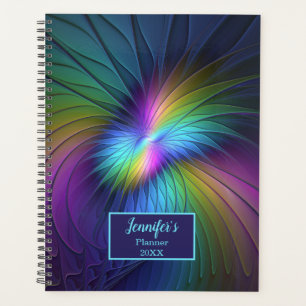 Colourful With Blue Modern Abstract Fractal Name Planner