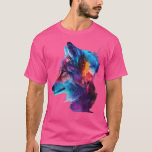 Colourful Wolf Head Art Face For Lover Wolves Wild T-Shirt