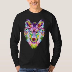 Colourful Wolf Head Art Face For Wolves Wildlife T-Shirt