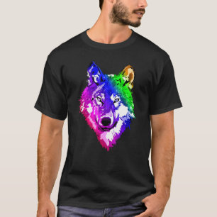 Colourful Wolf Head Face For Wolf Lover Wolves Wil T-Shirt