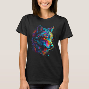Colourful Wolf Head for Wolf Wildlife Women Men A T-Shirt