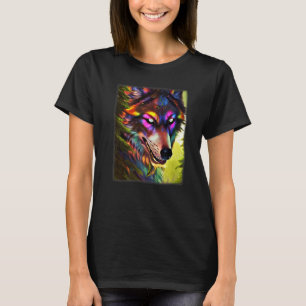 Colourful Wolf head predator face coloured animal T-Shirt