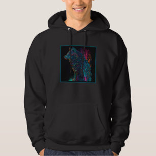 Colourful wolf mystical animal motif hoodie