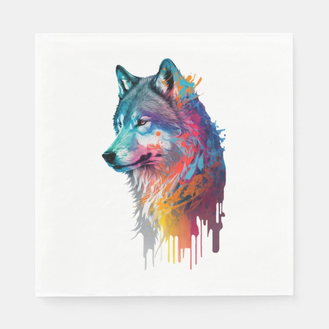 Colourful Wolf Napkin (Front)