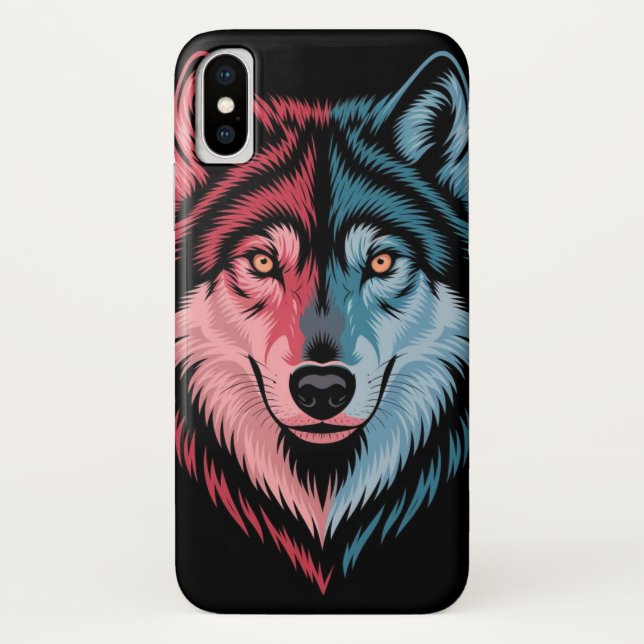 colourful wolf on a black background Case-Mate iPhone case (Back)