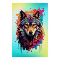 Colourful Wolf Portrait Abstract Animal Art-87694