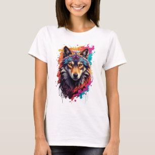 Colourful Wolf Portrait Abstract Animal Art-87694 T-Shirt