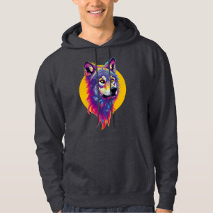 Colourful Wolf portrait Hoodie