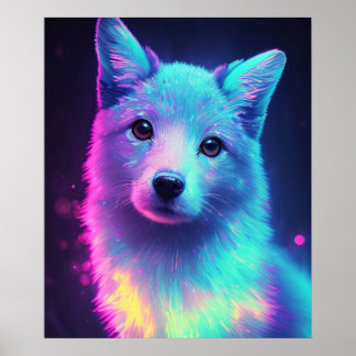 colourful wolf poster