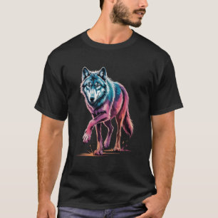 Colourful Wolf Poster Style Paint Splatter Art T-Shirt