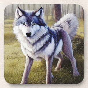 Colourful Wolf Standing Coaster