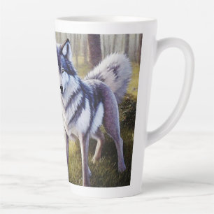 Colourful Wolf Standing Latte Mug