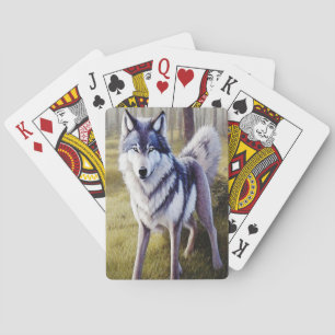 Colourful Wolf Standing    Playing Cards