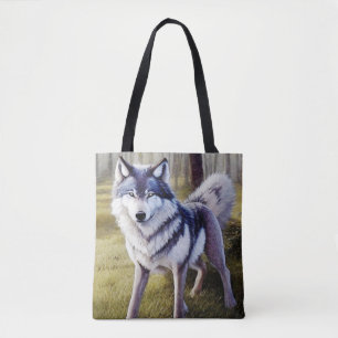 Colourful Wolf Standing Tote Bag