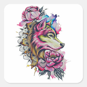 Colourful wolf sticker
