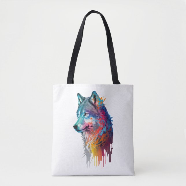 Colourful Wolf Tote Bag (Front)
