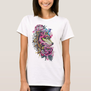 Colourful wolf tshirt