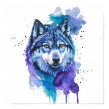 Colourful Wolf Watercolor Art - Spirit Animal Art