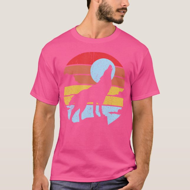 Colourful Wolf Wolves Moon T-Shirt (Front)