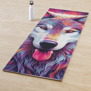Colourful Wolf Yoga Mat