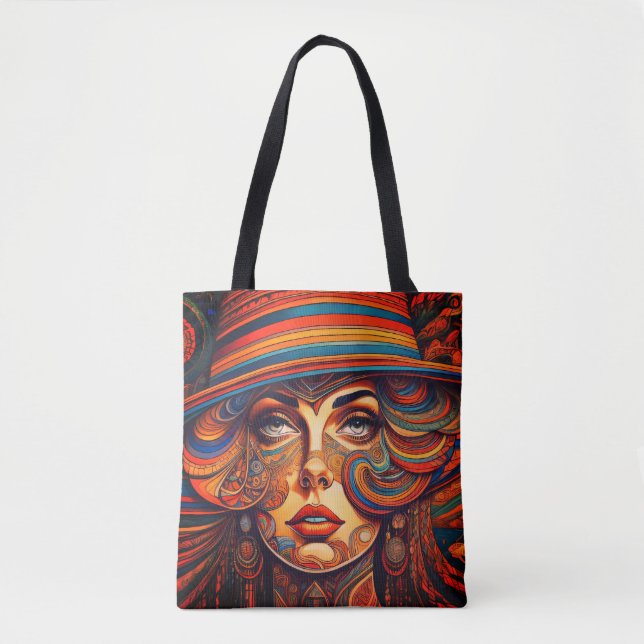 Colourful Woman Face Tote Bag (Front)