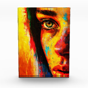 Colourful Woman Portrait Vibrant Close-Up Eye  Photo Block