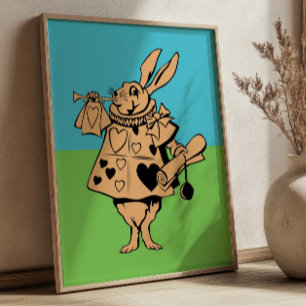 Colourful Wonderland Rabbit Illustration Vintage Poster