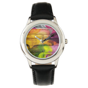 Colourful Wood Abstract Painting #7 Watch