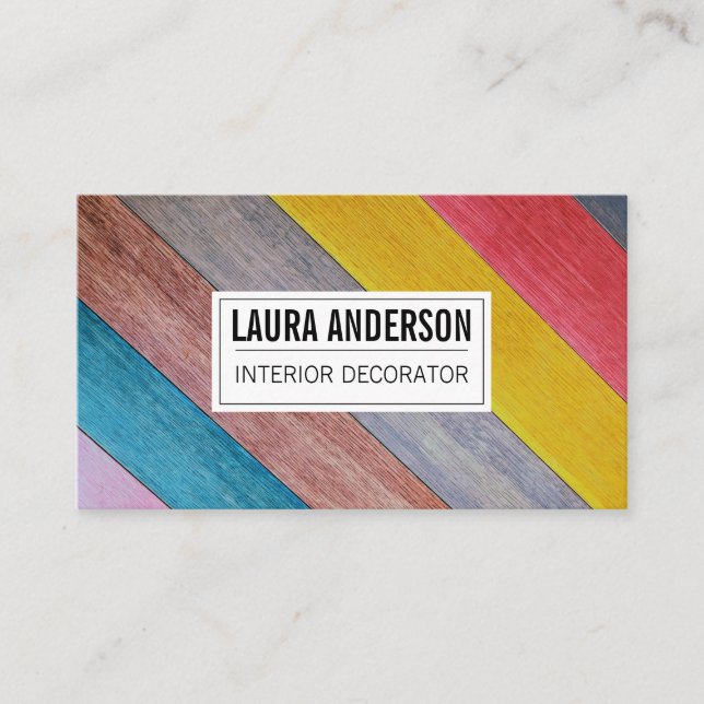 Colourful Wood Boards | Designer Business Card (Front)