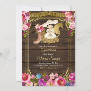 Colourful Wood Charra Mis Quince Party Invitation