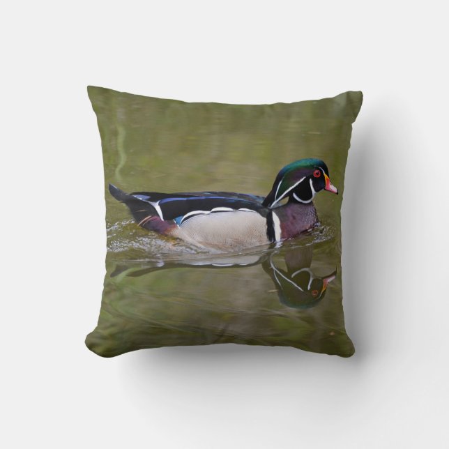 Colourful wood duck cushion (Front)