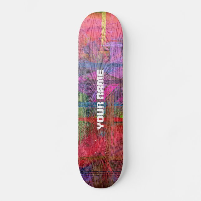 Colourful Wood Grain #3 Skateboard (Front)