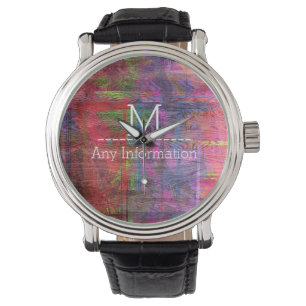 Colourful Wood Grain Monogram #2 Watch