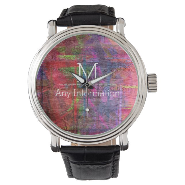 Colourful Wood Grain Monogram #2 Watch (Front)