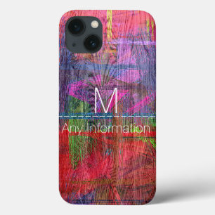 Colourful Wood Grain Monogram iPhone 13 Case