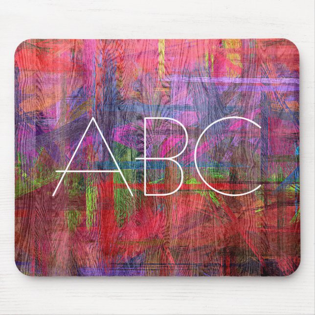 Colourful Wood Grain Texture Monogram #2 Mouse Mat (Front)