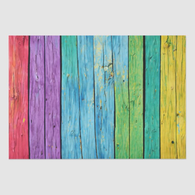 Colourful Wood Slats Tissue Paper (Front)